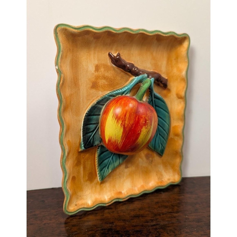 Vintage Napco Japan Ceramic Apple Wall Plaque 3D Fruit Kitchen Decor K3283